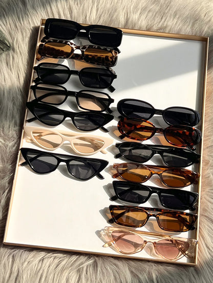 8Pcs/14Pcs Women’s Fashion Glasses Set - Mixed Chic Black Tortoiseshell & Leopard Frame Eyewear Gift Collection