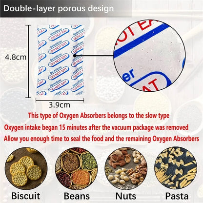 Vacuum Sealed Bags with Oxygen Absorbers — 150Cc Food Storage Bags & Jars for Long-Term Dry Food Preservation