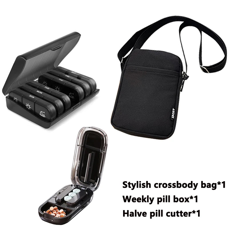 Newest Quartering Pill Cutter & Storage Box – Portable Dustproof Medicine Divider Organizer & Crusher