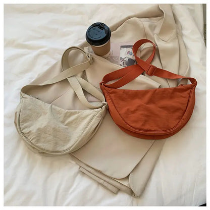 Upgraded Women's Messenger Bag – Simple Design Nylon Hobo, Small Vintage Shoulder Purse & Cloth Handbag