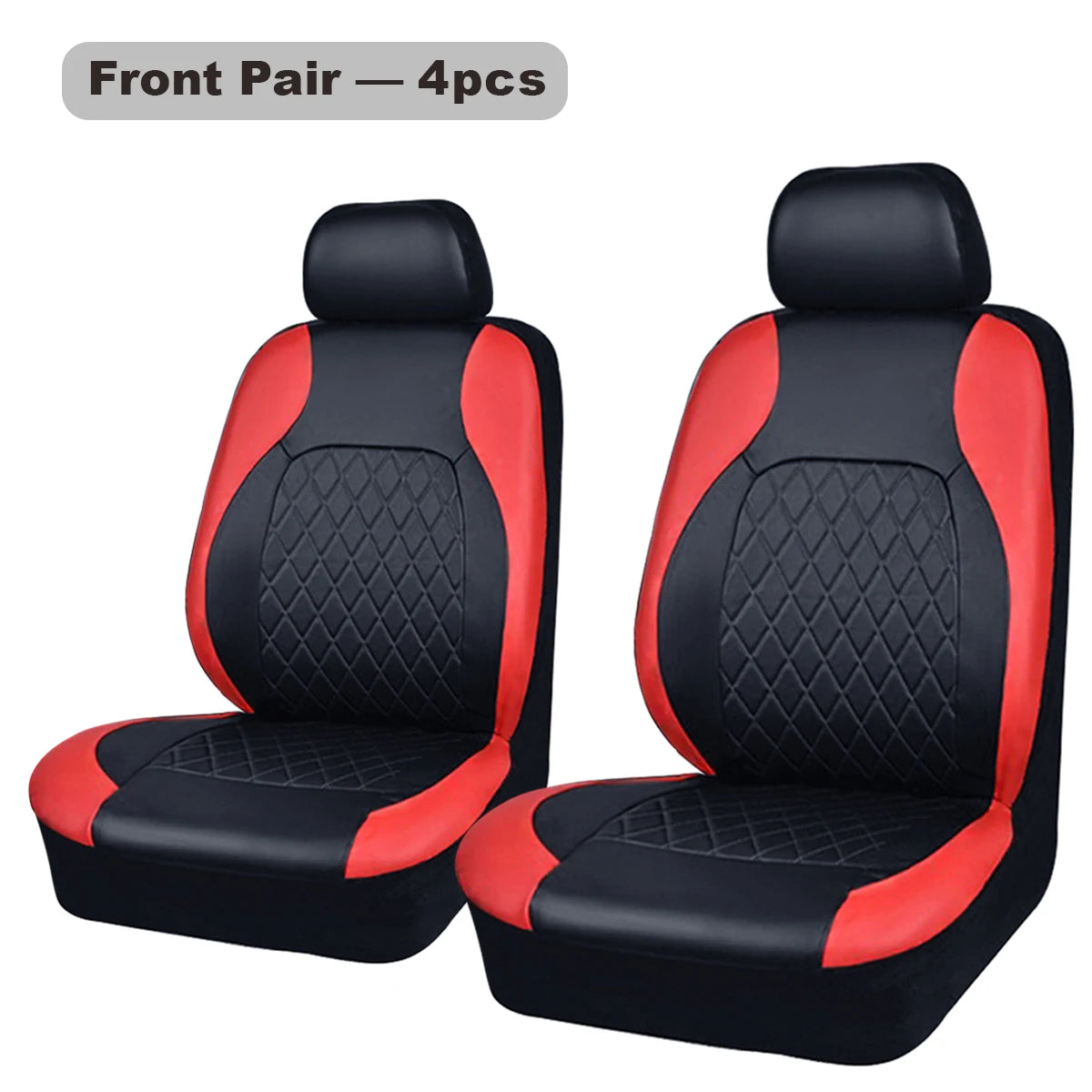 Universal 4PCS Faux Leather Car Seat Covers - All-Season Quilted Interior Seat Protector Set