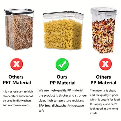 7PCS Food Storage Container Set - BPA Free Airtight Plastic Kitchen Boxes with Labels & Marker Pen