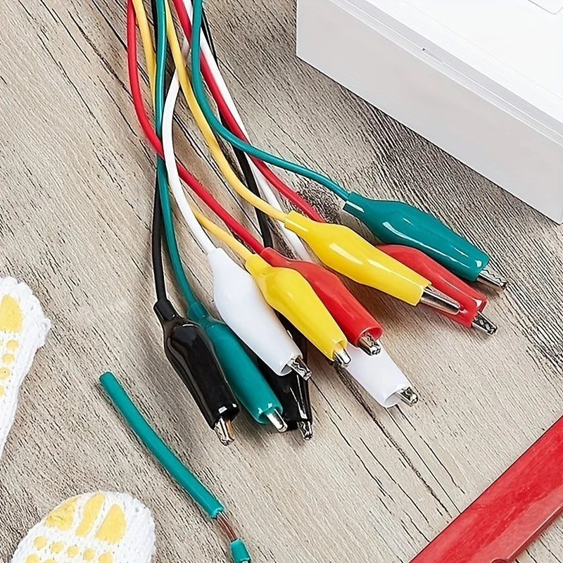 1Set/10PCS Alligator Clips – Double-Ended Crocodile Clips for Electrical DIY Test Leads, 46CM Jumper Wire Test Clips