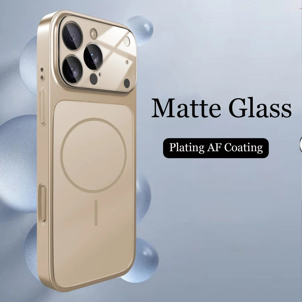 Original Glass Nano Matte Case – Magnetic MagSafe Wireless Charging Armor Cover for iPhone 17 Pro Max, 16, 15, 14, 13 Pro Max, 17 Air