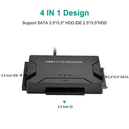 USB 3.0 to SATA IDE Adapter Cable – 3-in-1 Converter for 3.5/2.5 inch HDD/SSD, CD/DVD ROM, CD-RW