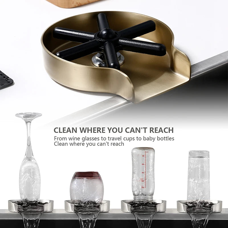 Stainless Steel Sink Faucet Glass Rinse Cup – High-Pressure Automatic Washer for Home, Bar, Coffee & Tea