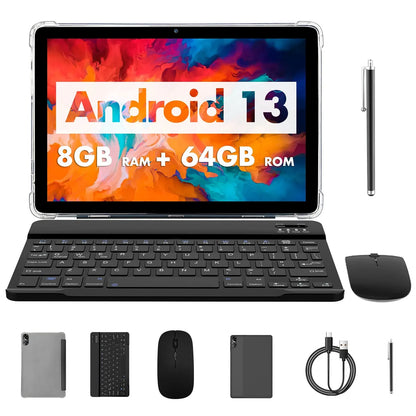 PRITOM TOUCH 10 Plus 10-Inch Android 13 Tablet – 8GB RAM, 64GB Storage (1TB Expandable), WiFi 6, BT5.0, Dual Box Speakers
