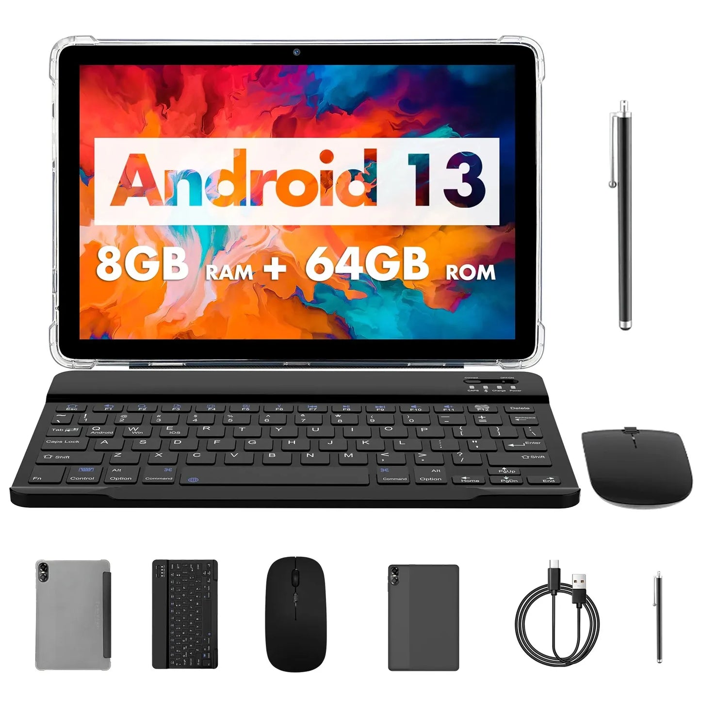 PRITOM TOUCH 10 Plus 10″ Android 13 Tablet — 8GB RAM + 64GB Storage (Expandable 1TB), WiFi 6, Dual Speakers, BT5.0, 2.0GHz, Google GMS