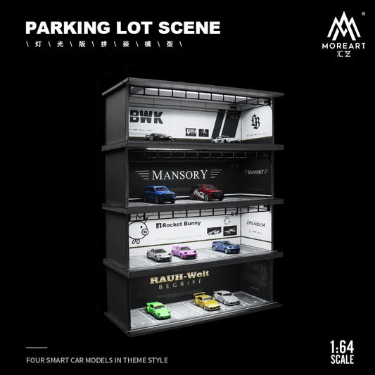 More Art 1:64 Diorama – 3D Car Assembly Lighting Model & Miniature Parking Lot Scene Props
