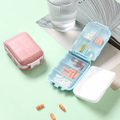Fashionable Three-Layer Small Medicine Box – Foldable with 3 Sections & 8 Compartments for Mini Storage