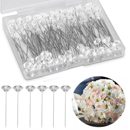 100/200PCS Diamond Rhinestone Sewing Pins – Straight Head Positioning Needles for DIY Crafts & Sewing Tool Accessories