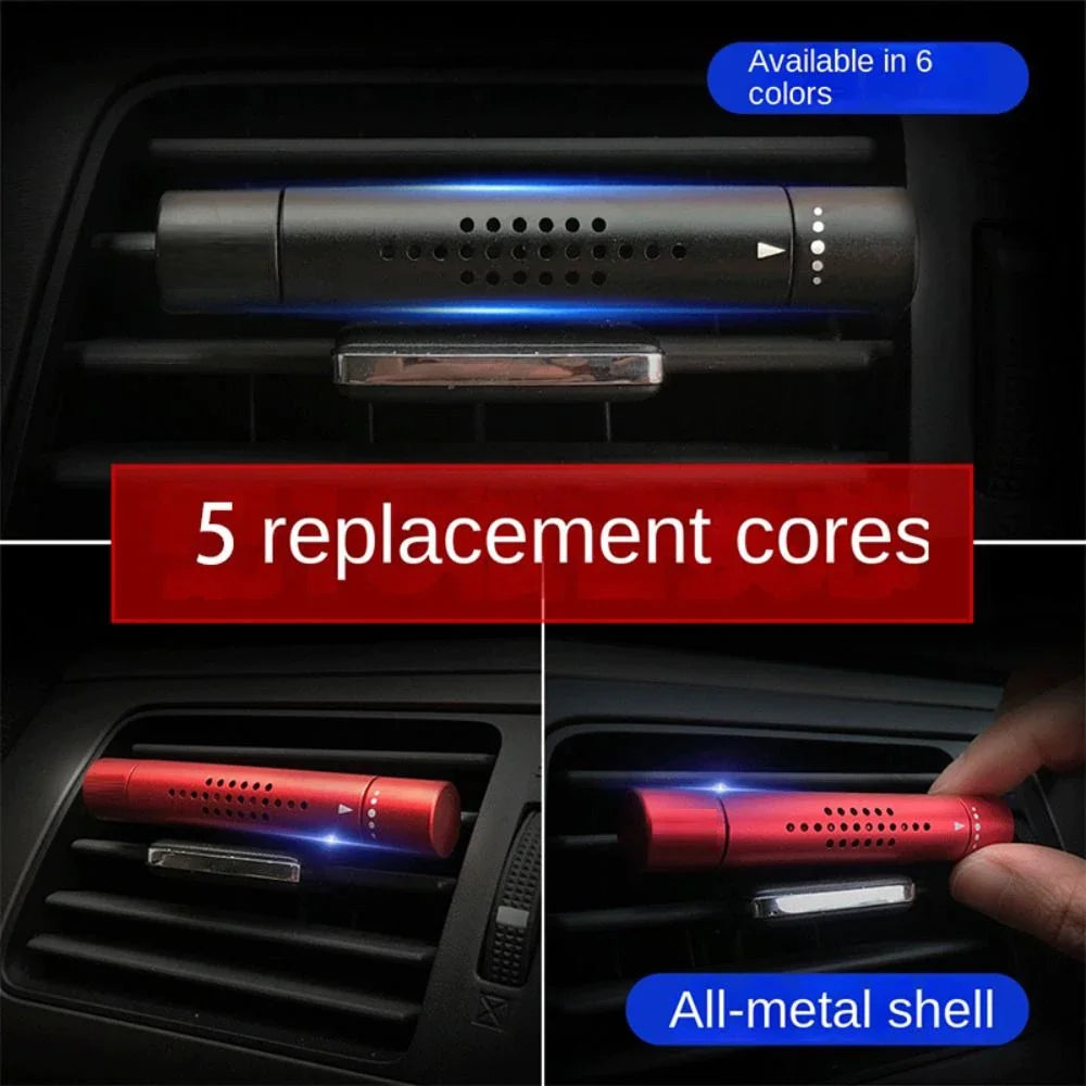 Car Air Vent Freshener – Metal Perfume Diffuser Clip with 5 Aroma Fragrance Sticks for Auto Interior