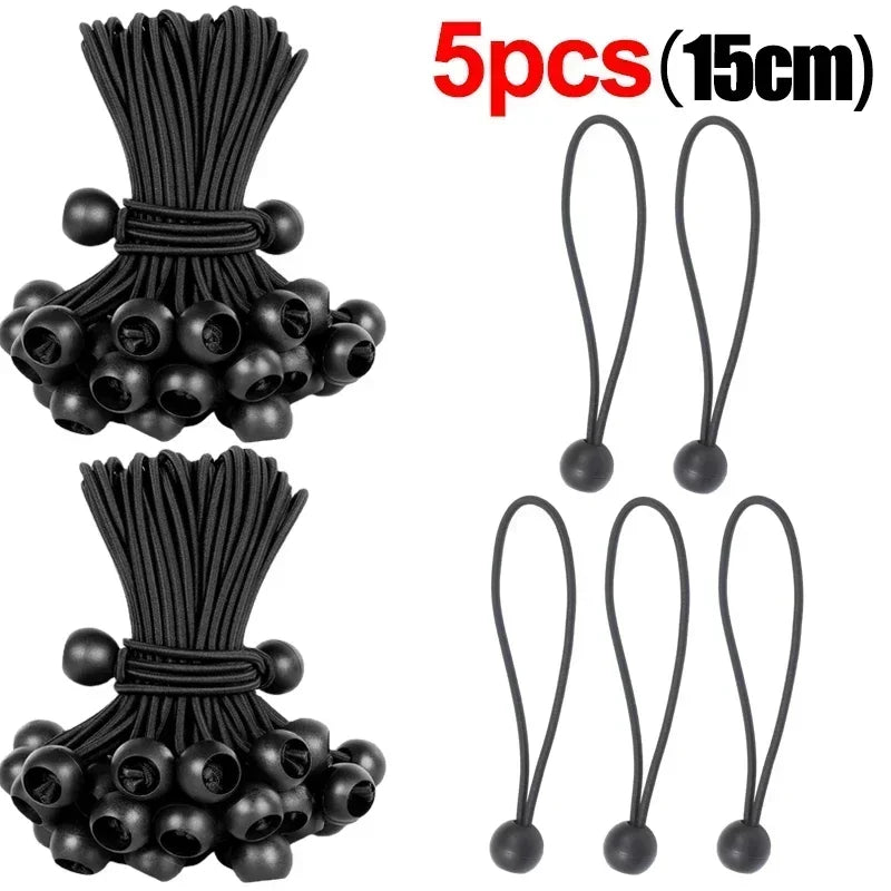 Outdoor Elastic Ball Rope Bungee Cords - Heavy Duty Tie Down for Tent, Tarpaulin, Awning, Canopy & Cargo Shelter