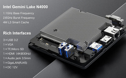 MLLSE Mini PC M2 Air – Intel Gemini Lake N4000, 6GB RAM, 128GB ROM, Dual-Band WiFi, Bluetooth, Windows 11