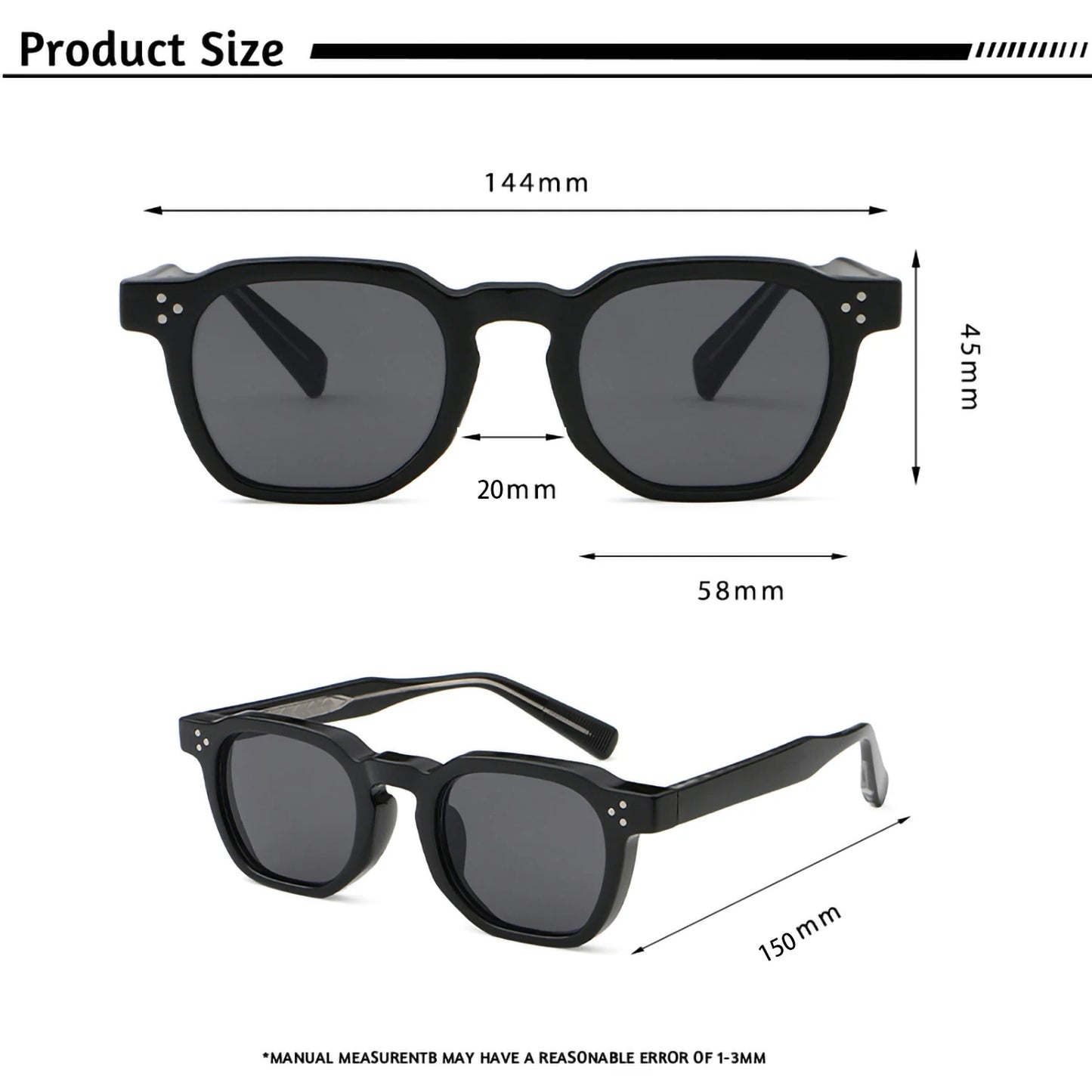 CATERSIDE Retro Punk Square Sunglasses – 2-Piece Fashion Set for Men & Women, Party & Festival Gift Glasses