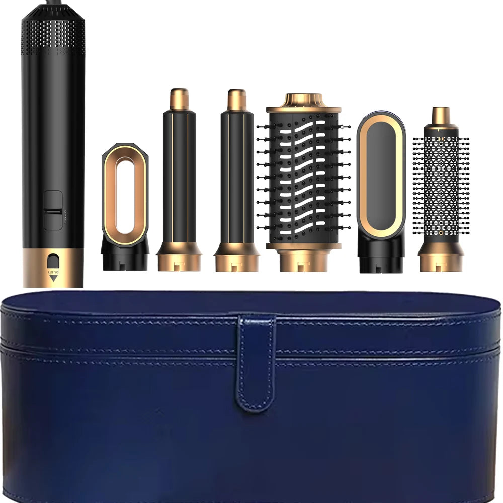 6-in-1 Hair Dryer Brush – Detachable Curler & Straightening Comb with Heat Control for Smooth Hair Styling