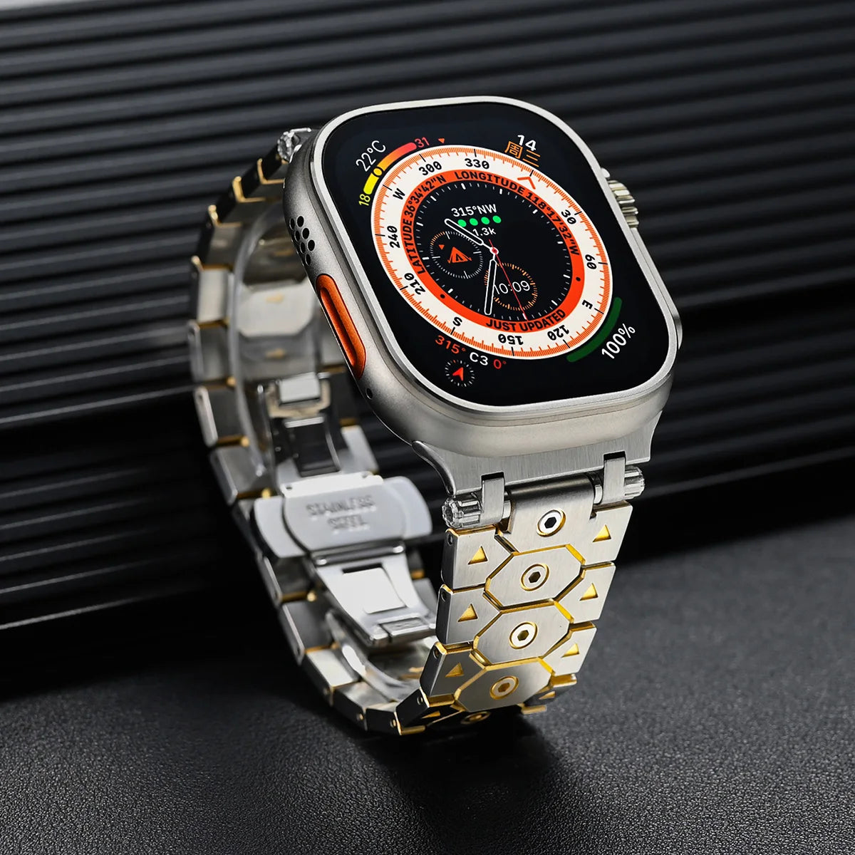 Luxury Titanium Metal Strap for Apple Watch — Stainless Steel Bracelet for Series 5-10 Ultra 2 (42mm-49mm)