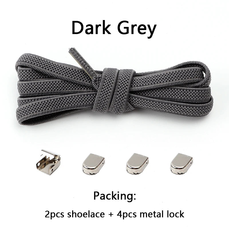 No-Tie Elastic Shoelaces – One Size Fits All Sneakers for Adults & Kids, Flat Tieless Shoestrings