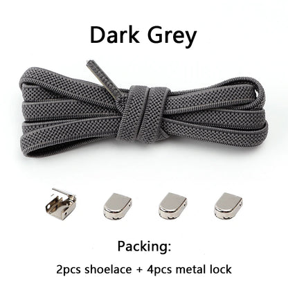 No-Tie Elastic Shoelaces – One Size Fits All Sneakers for Adults & Kids, Flat Tieless Shoestrings