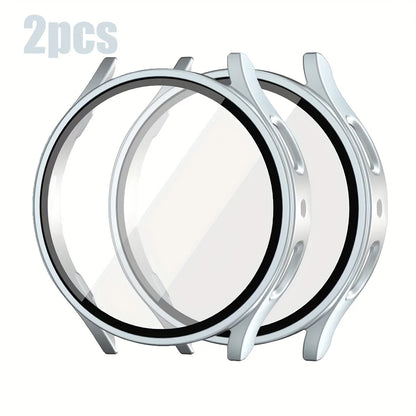 2-Pack Samsung Galaxy Watch Protective Case with Tempered Glass - Full-Coverage Drop-Resistant and Scratch-Resistant Screen Protector for Watch 4/5/6/7 40mm & 44mm