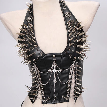 Y2K Gothic Spiked Tank Top - Punk Rock Emo Grunge Festival Style for Women