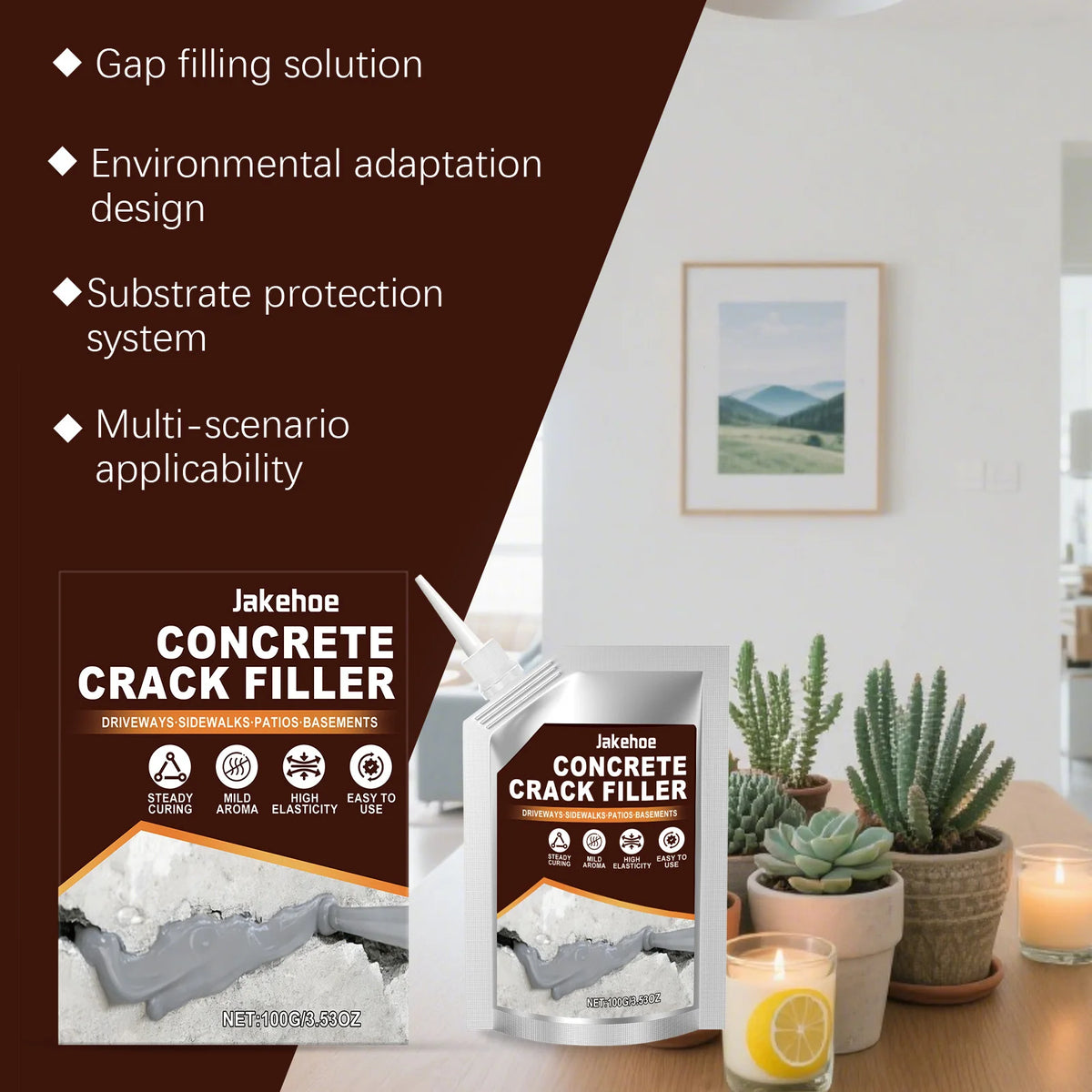 Concrete Crack Filler Sealant – Quick-Drying Waterproof Self-Leveling Adhesive for Driveway Repair, Masonry Gaps, and Concrete Sealing