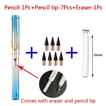 9PCS Eternal Kids’ Pencil Set – Cute Painting & Writing Pens with Infinity Tip Refills for School & Office Supplies