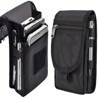 Versatile Flip Phone Bag: 3-Compartment Men's Belt Loop Pouch for Casual Use - Large Capacity Wallet & Pen Insertion