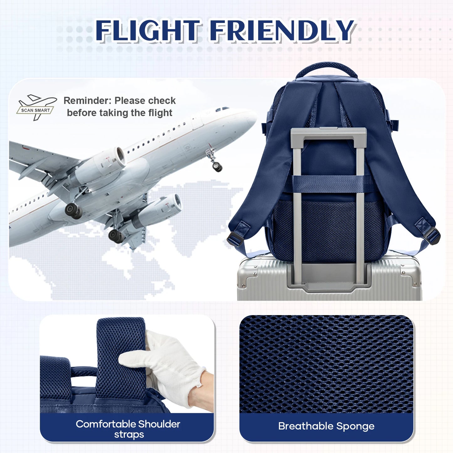 Travel Backpack 40x20x25cm – Airplane Cabin Bag, Anti-Theft Laptop Bag for Men & Women Sports & Trekking
