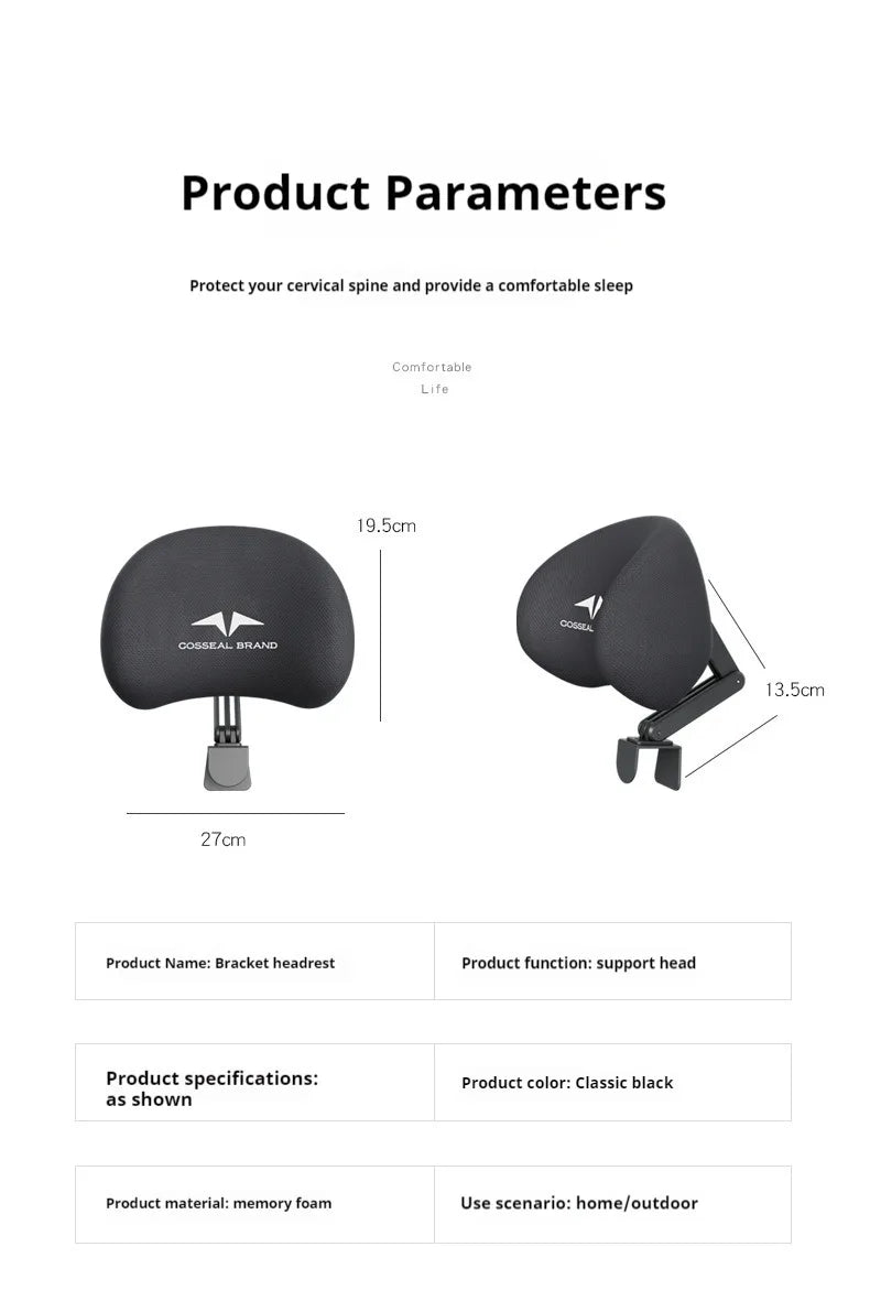 New Office Chair with Adjustable Headrest – Ergonomic Retractable Pillow & Waist Protection Cushion for Comfortable Rest