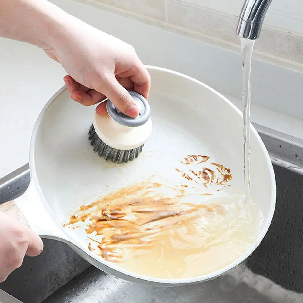 Multipurpose Dish Brush with Handle – Stiff Bristle Kitchen Scrubber for Cleaning Sink, Pots & Pans