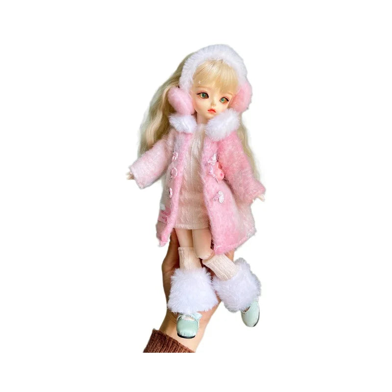 2025 Winter BJD Doll Clothes Set – 6-Point 30cm Doll Jacket & Dress Outfit
