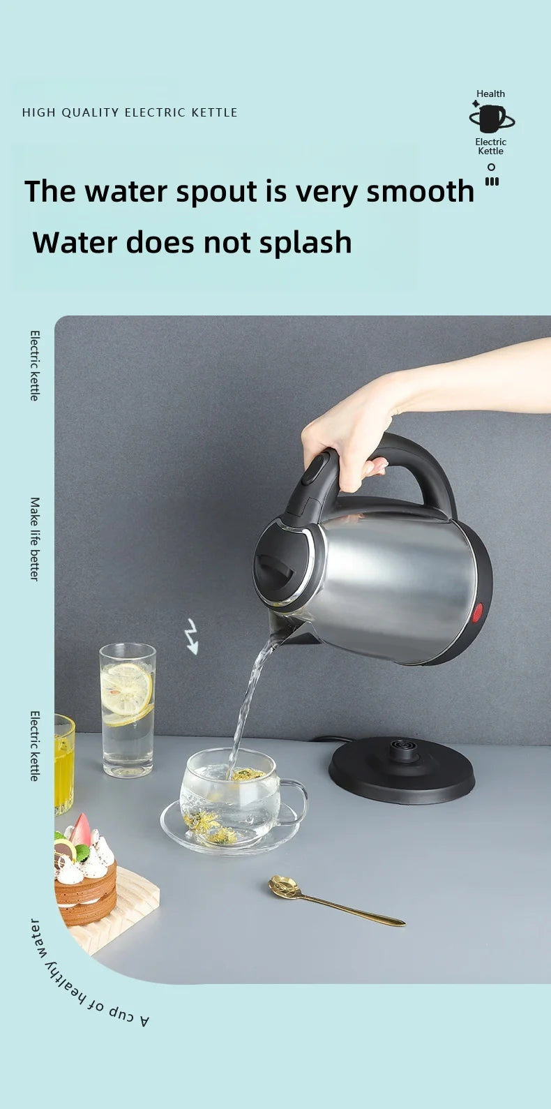 2L Travel Electric Kettle | Stainless Steel Portable Water Boiler for Tea, Coffee & Kitchen