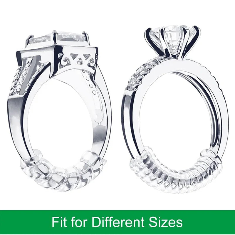 Invisible Ring Size Reducer Tool Set | Spiral Spring Based Rings Adjuster | Transparent Tightener | Resizing Guard for Jewelry - 4pcs/Set