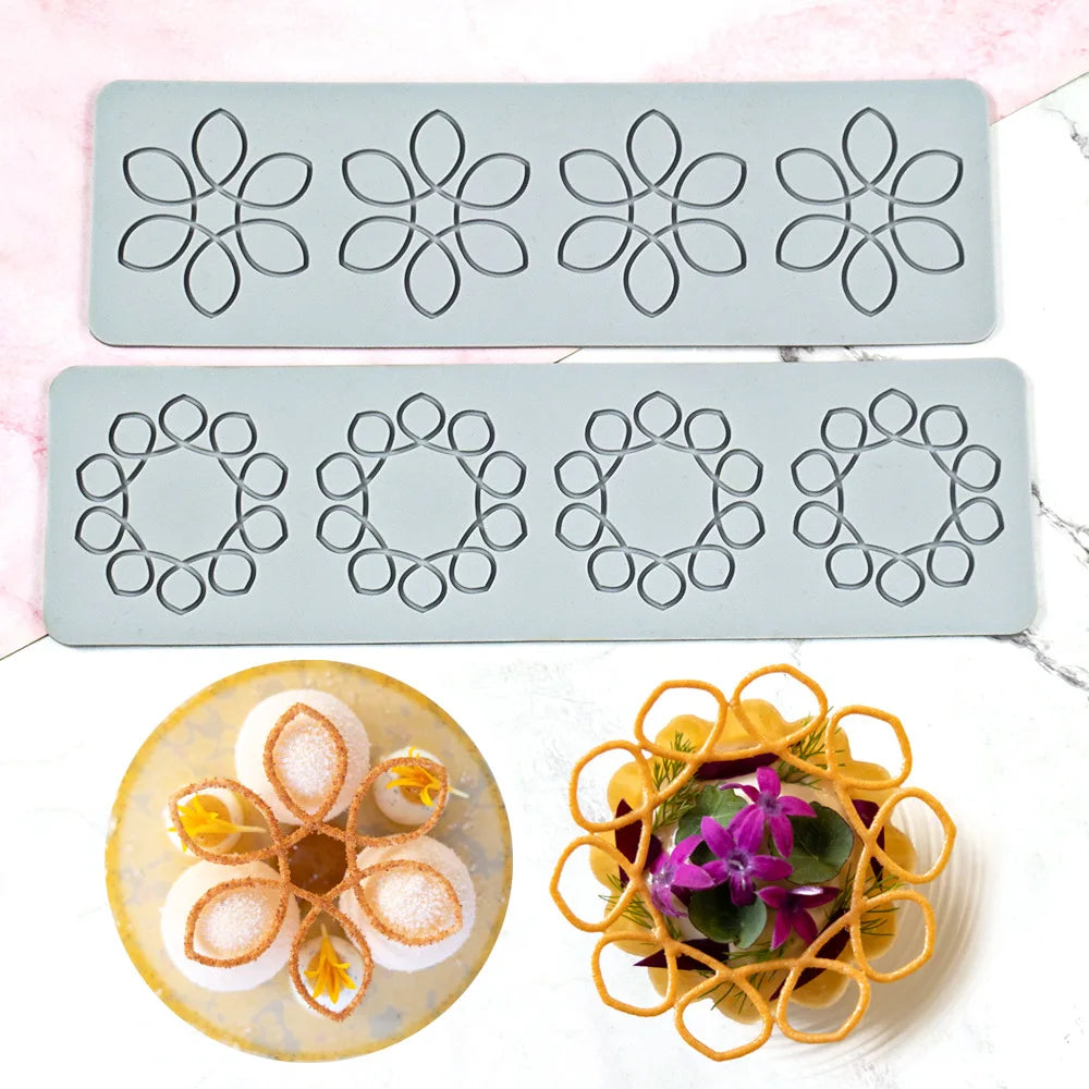 Chinoiserie Pavilion Silicone Mold — DIY Leaf, Flower & Swan Sugar Lace Pad for Chocolate & Crisp Cake Decoration