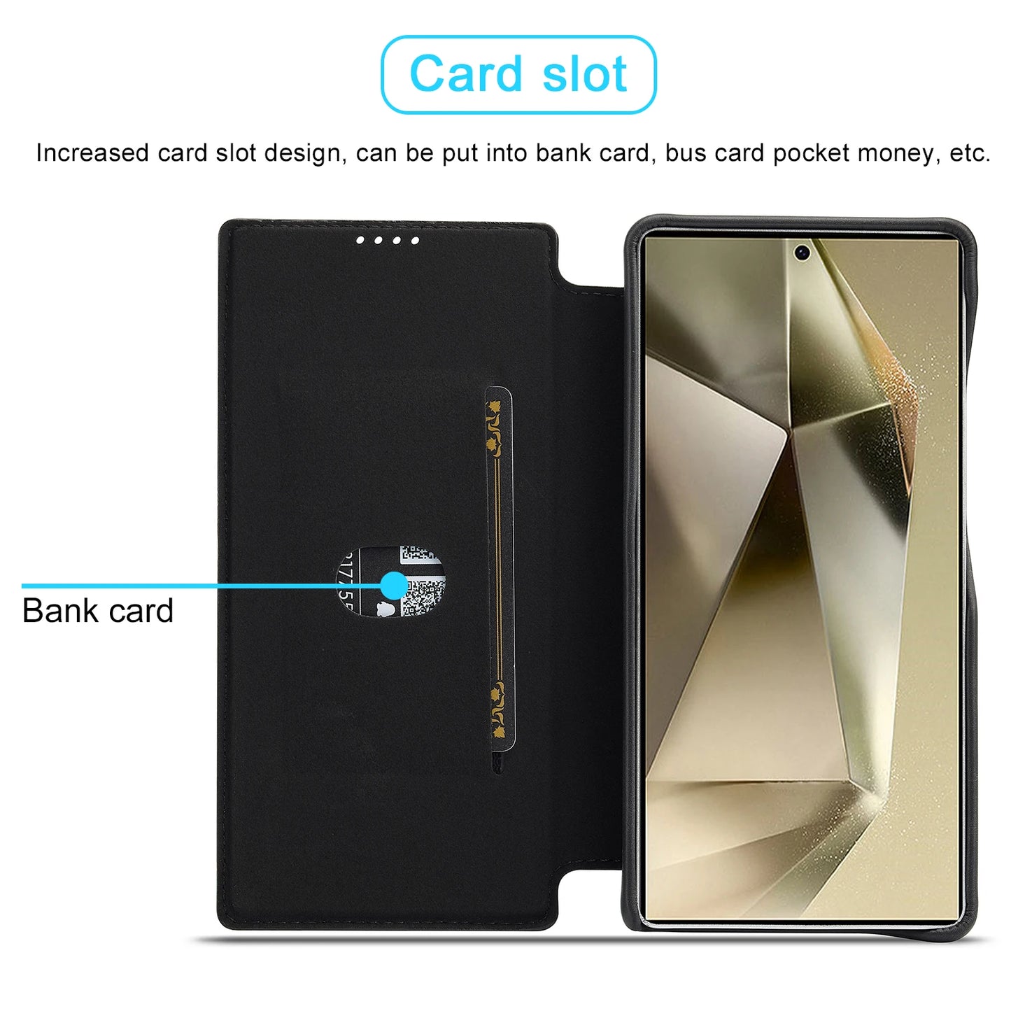 Ultra-Thin Leather Flip Case for Samsung Galaxy - Card Holder & Stand Cover for S26 Ultra, S26 Plus, S25 Ultra & S24 Ultra