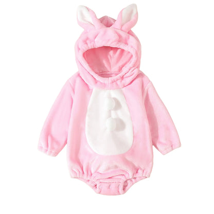 Baby Animal Hooded Romper — Flannel Costume Jumpsuit for Newborn Boys & Girls, Halloween Outfit