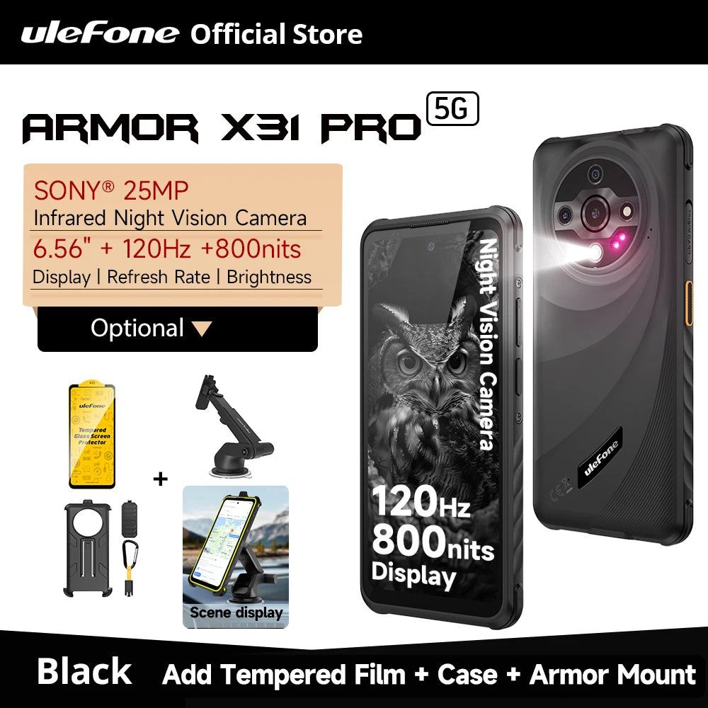 【World Premiere】Ulefone Armor X31 Pro 5G Rugged Smartphone – Android 14, 6.56” Display, 16GB+256GB, 64MP Night Camera, 6050mAh, NFC