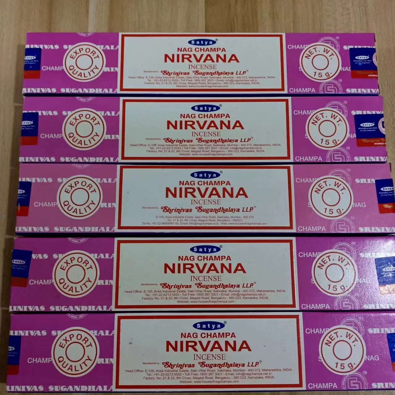 5 Box NAG Champa Satya Incense Collection – Handmade Sticks with Refreshing Medicinal Aromas for Home Fragrances