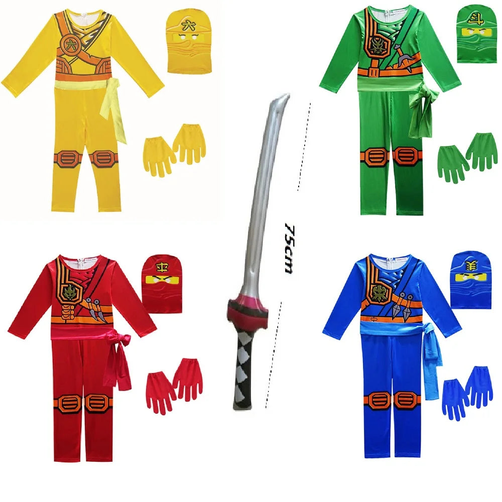 NINJA Cosplay Costume – Boys & Girls Jumpsuit Set for Halloween, Christmas, and Party Wear