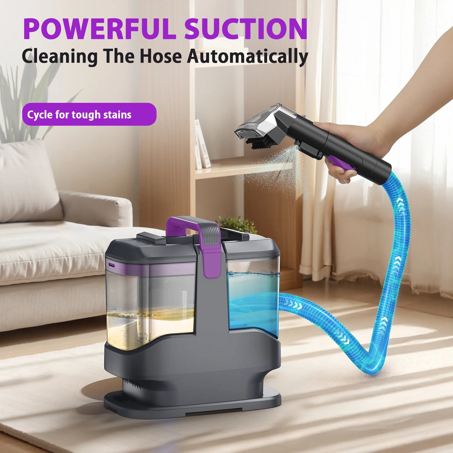 Portable Carpet & Upholstery Cleaner - 15KPa Spot Cleaning Machine for Carpets, Sofas & Car Seats