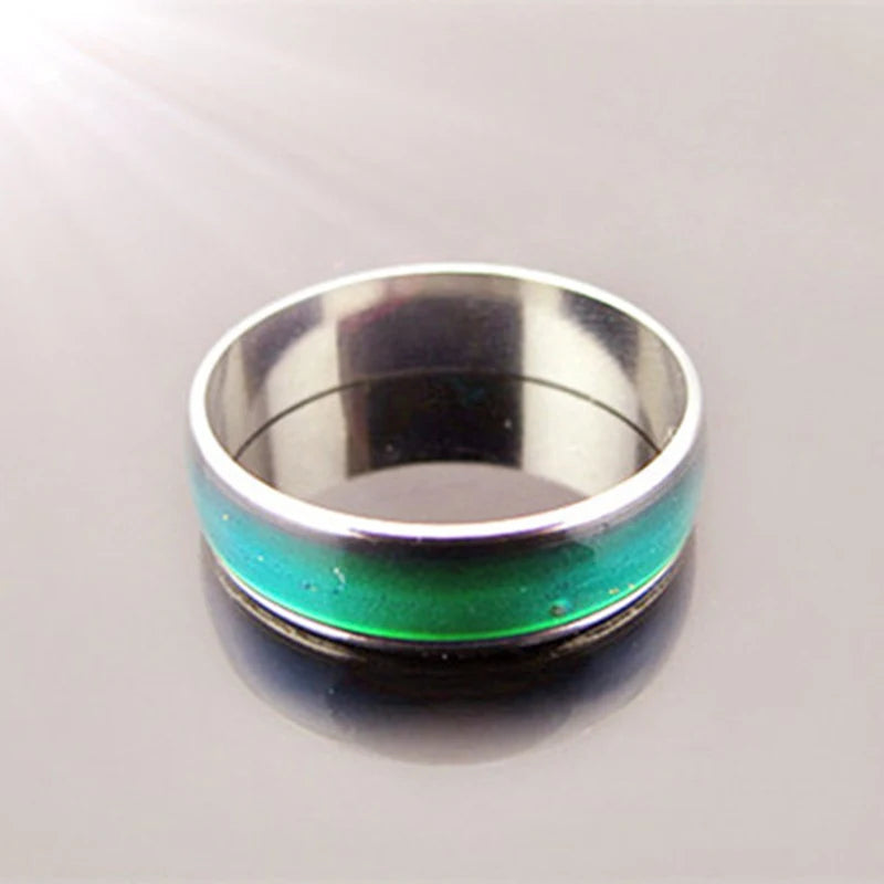 Stainless Steel Mood Ring - Color Changing Emotion Temperature Ring for Women Men Couples Fashion Jewelry