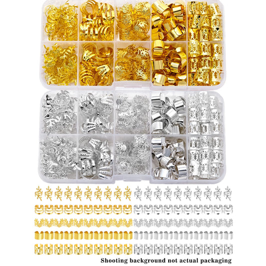 100PCS Golden Alloy Hair Jewelry — Elegant Solid Color Braids & Dreadlock Accessories, Vintage-Inspired for Men & Women