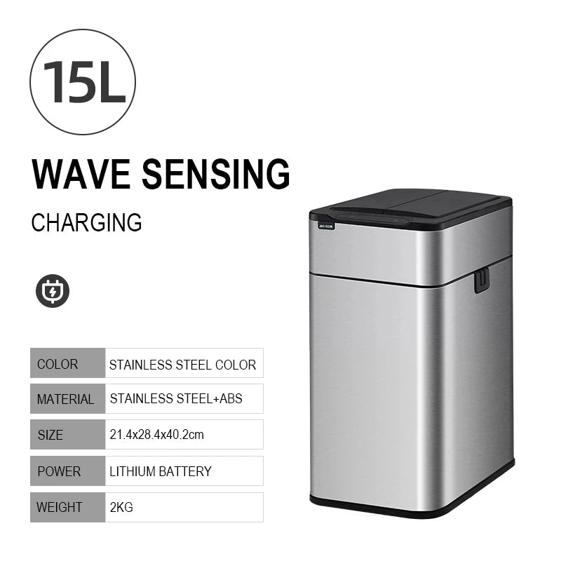 20L Stainless Steel Smart Sensor Trash Can — Automatic Kitchen Food & Waste Bin (15L/20L)