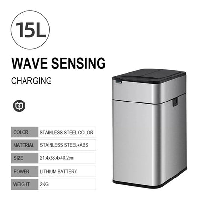 20L Stainless Steel Smart Sensor Trash Can — Automatic Kitchen Food & Waste Bin (15L/20L)