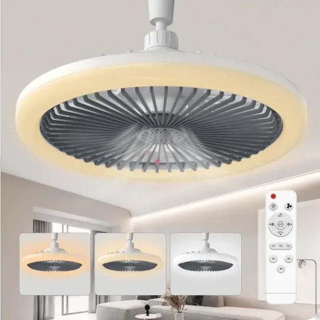 Rotatable 3-in-1 Ceiling Fan Light - E27 LED Converter with Smart Remote Control for Bedroom, Kitchen & Study