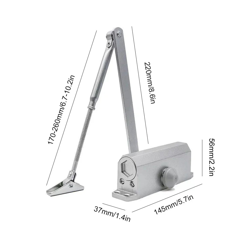 25-85KG Hydraulic Automatic Door Closer - Adjustable Speed, Positioning Door Stop & Protective Holder Hardware (1PCS)