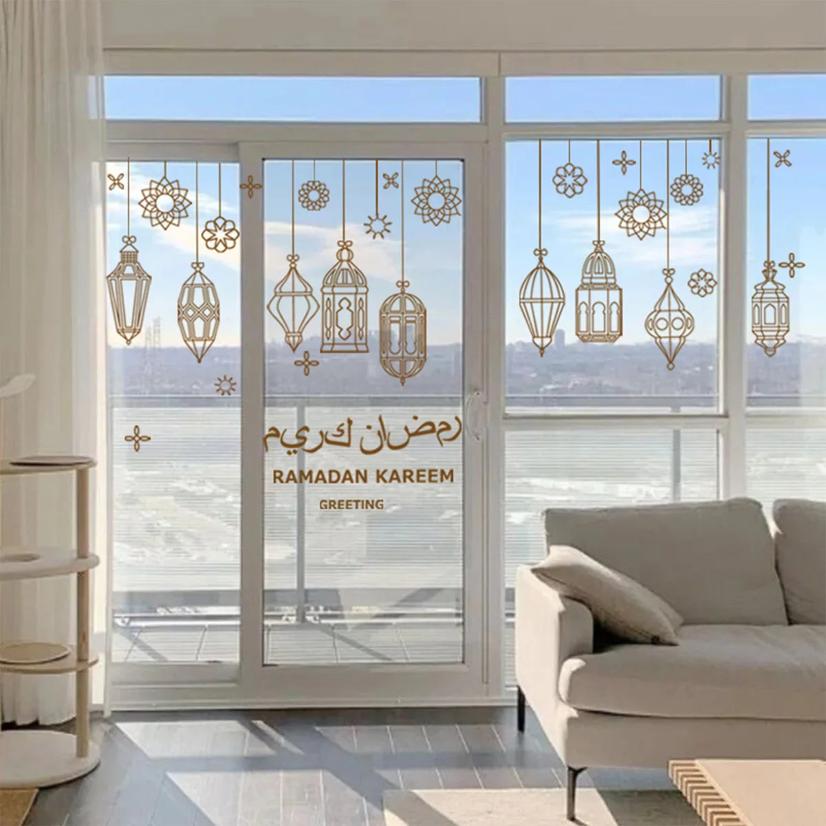 Eid Mubarak 2024 - Ramadan Kareem Window Stickers for Home Decoration, Eid Al-Fitr Muslim Party Supplies