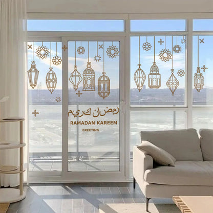 Eid Mubarak 2024 - Ramadan Kareem Window Stickers for Home Decoration, Eid Al-Fitr Muslim Party Supplies