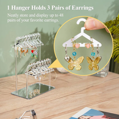 16pcs Hanger-Shaped Jewelry Holders – Personalized Earring Display Racks & Organizer Stands
